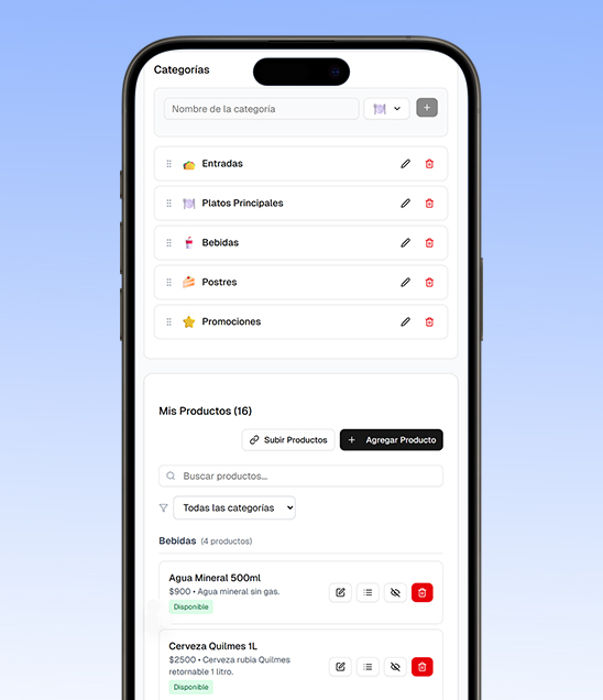 Gestión de productos